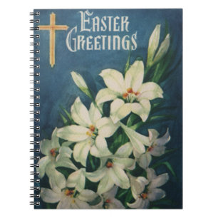 Caderno Espiral Lírios de Páscoa, Páscoa Religiosa Vintage
