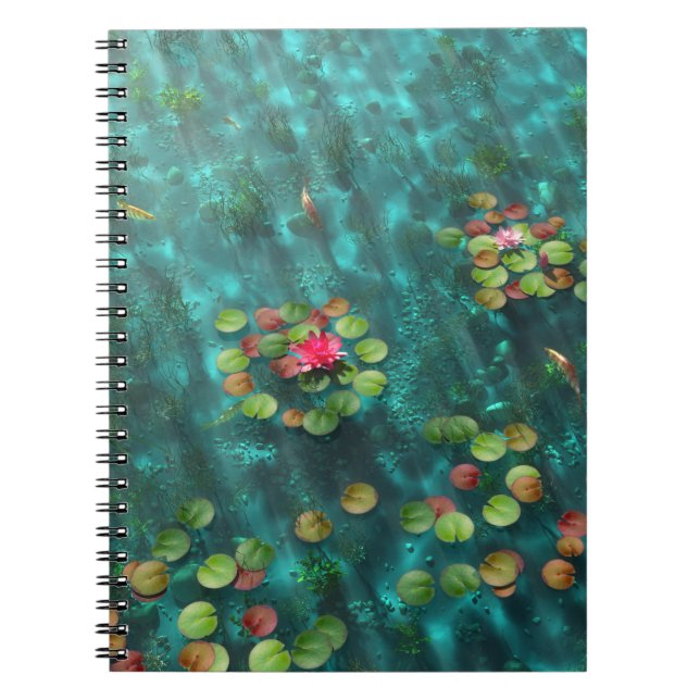 Caderno Espiral Lírios no notebook aquático (Frente)