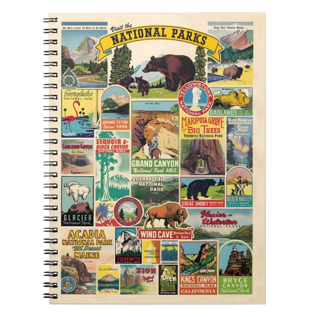 Caderno Espiral List of National Parks in the United States (Frente)