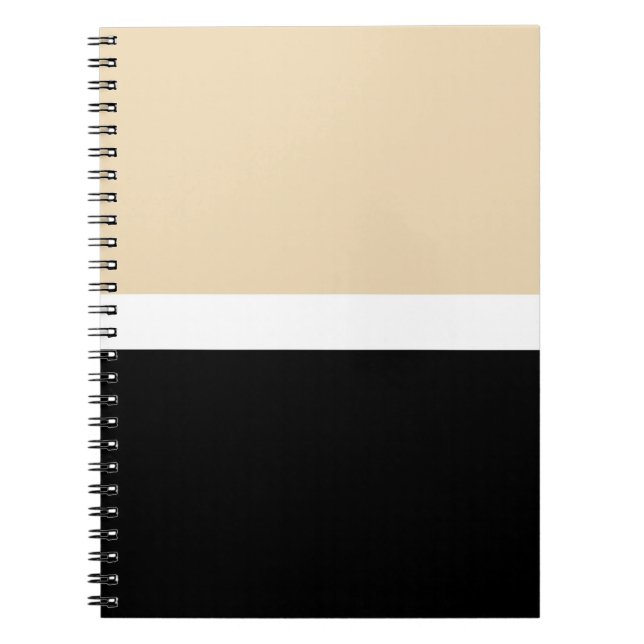 Caderno Espiral Listra Abstrata Bege Preta (Frente)