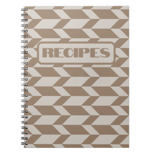 Caderno Espiral Listra Chevron de Seta Two Tone em Marrom Neutro