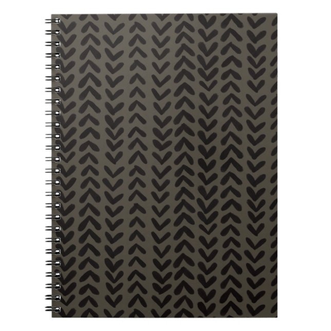 Caderno Espiral Listra Chevron - marrom carvão (Frente)