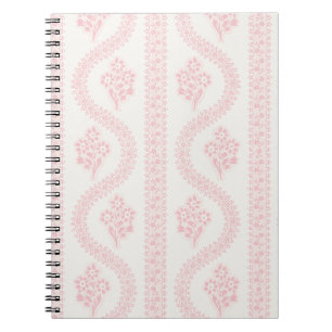 Caderno Espiral Listra Floral Rosa, Creme Vintage