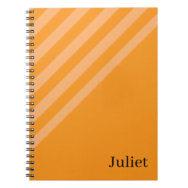 Caderno espiral listra laranja fofo (Frente)