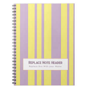 Caderno Espiral Listra Vertical Personalizada Amarela Lavanda