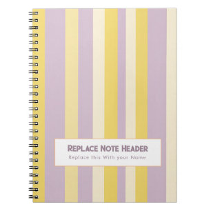Caderno Espiral Listra Vertical Personalizada Amarelo Lavanda