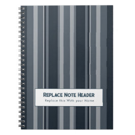 Caderno Espiral Listra Vertical Personalizada Azul Cinza