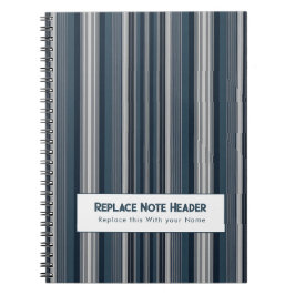 Caderno Espiral Listra Vertical Personalizada Azul Cinza