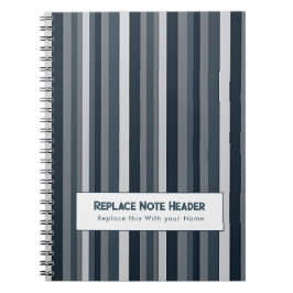 Caderno Espiral Listra Vertical Personalizada Azul Cinza