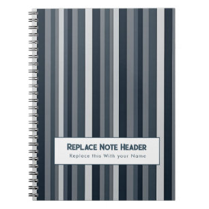 Caderno Espiral Listra Vertical Personalizada Azul Cinza