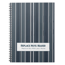 Caderno Espiral Listra Vertical Personalizada Azul Cinza