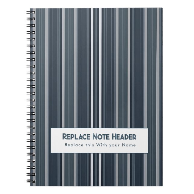 Caderno Espiral Listra Vertical Personalizada Azul Cinza (Frente)