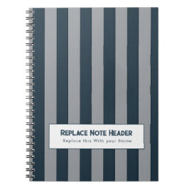 Caderno Espiral Listra Vertical Personalizada Azul Cinza