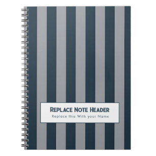Caderno Espiral Listra Vertical Personalizada Azul Cinza