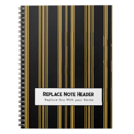 Caderno Espiral Listra Vertical Personalizada Preto Dourado