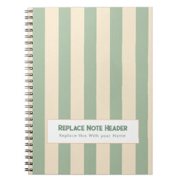 Caderno Espiral Listra Vertical Personalizada Verde Creme