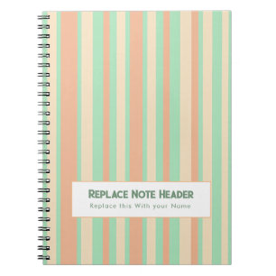 Caderno Espiral Listra Vertical Personalizada Verde Laranja
