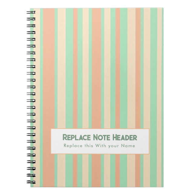 Caderno Espiral Listra Vertical Personalizada Verde Laranja (Frente)