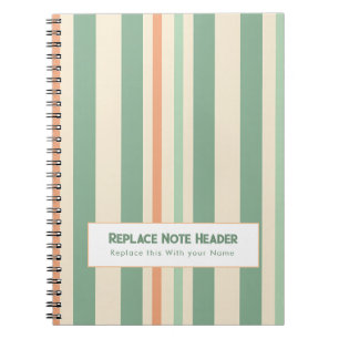 Caderno Espiral Listra Vertical Personalizada Verde Laranja