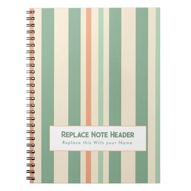 Caderno Espiral Listra Vertical Personalizada Verde Laranja (Frente)