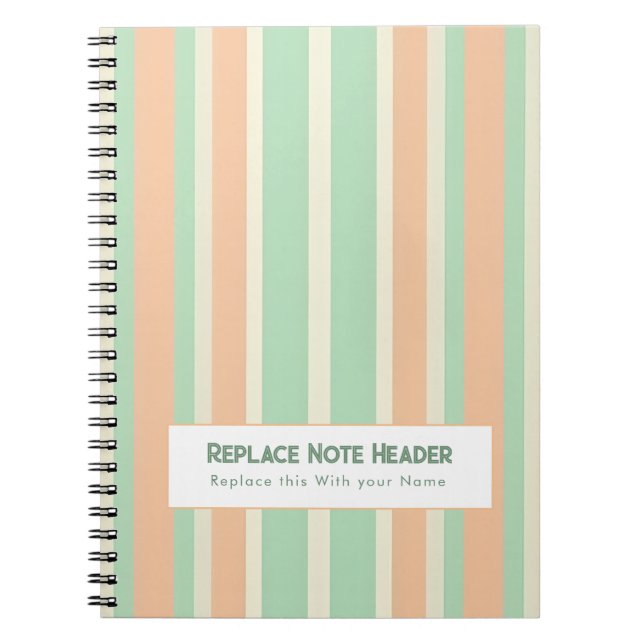 Caderno Espiral Listra Vertical Personalizada Verde Laranja (Frente)