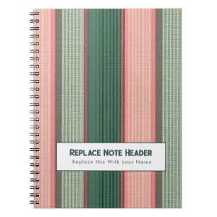 Caderno Espiral Listra Vertical Personalizada Verde Rosa