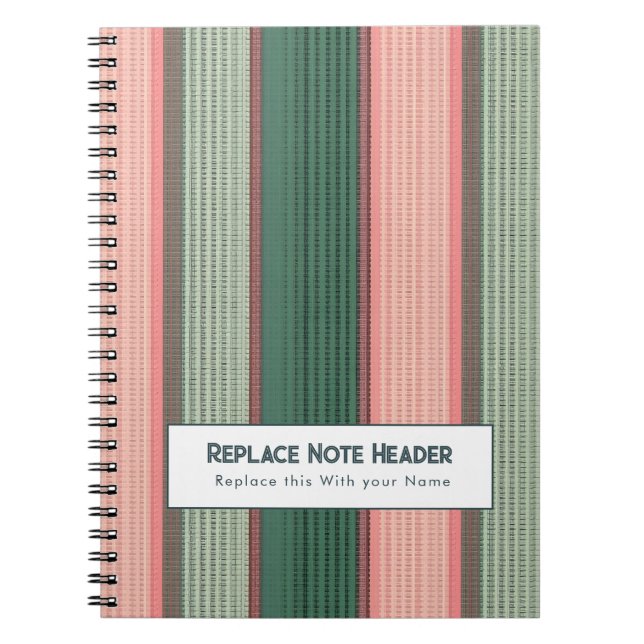 Caderno Espiral Listra Vertical Personalizada Verde Rosa (Frente)