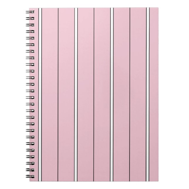 Caderno Espiral Listra Vertical Rosa Suave Padrão Mínimo (Frente)