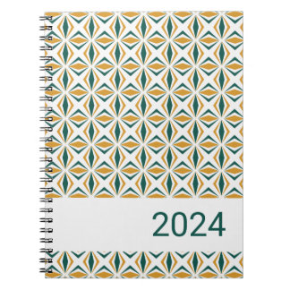 Caderno Espiral Listrado Verde Floresta e Dourado