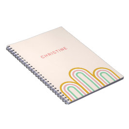 Caderno Espiral Listras Arrancadas Retro Mínimo Cor-de-rosa Pastel