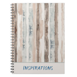 Caderno Espiral Listras Azuis Claras Marrom Creme