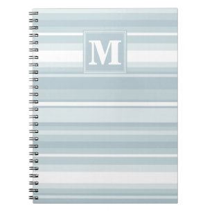 Caderno Espiral Listras azuis de gelo do monograma