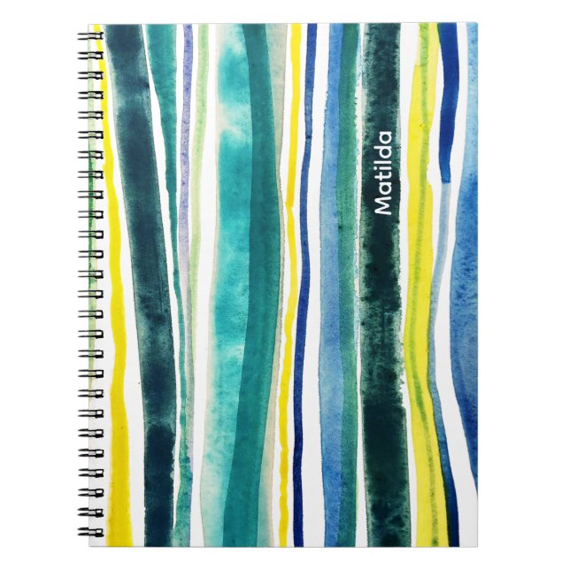 Caderno Espiral Listras azuis e verdes (Frente)