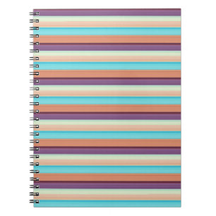 Caderno Espiral Listras azuis marrons fofas