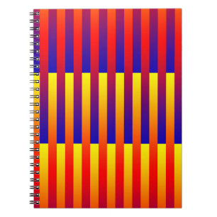 Caderno Espiral Listras Azuis Vermelhas Amarelas