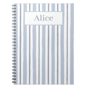 Caderno Espiral listras azul claro pastel estilo