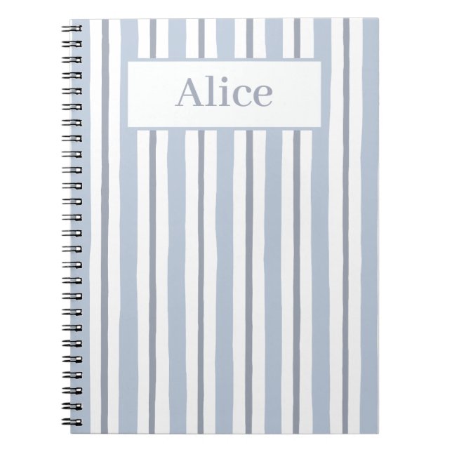 Caderno Espiral listras azul claro pastel estilo  (Frente)