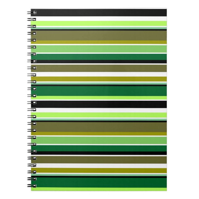 Caderno Espiral Listras brancas e verdes, brancas (Frente)