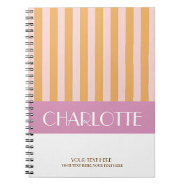 Caderno Espiral Listras Coloridas Elegantes Personalizadas Monogra