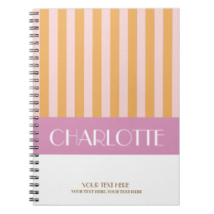 Caderno Espiral Listras Coloridas Elegantes Personalizadas Monogra