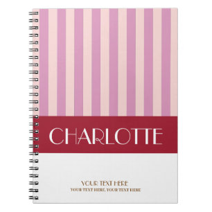 Caderno Espiral Listras Coloridas Personalizadas Monogramadas com