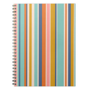 Caderno Espiral Listras cor-de-laranja vertical e cor-de-rosa amar
