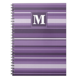 Caderno Espiral Listras da lavanda do monograma