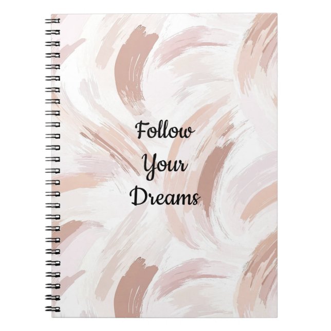 Caderno Espiral Listras de Abstrato de Rosa Blush (Frente)