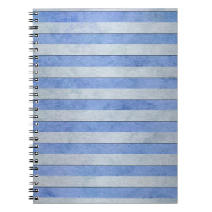Caderno Espiral Listras de Aguarela Azul Claro e Cinza