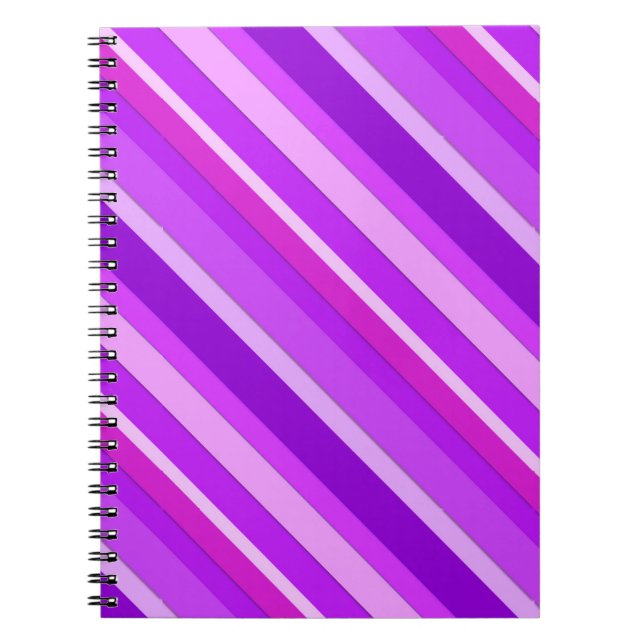 Caderno Espiral Listras de doces em camadas - roxo e orquídea (Frente)