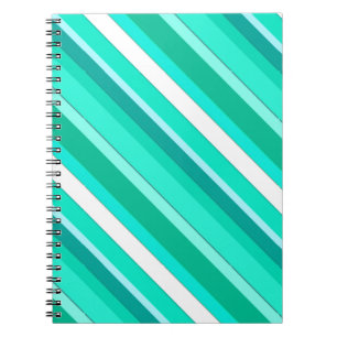 Caderno Espiral Listras de doces em camadas - turquesa e branco