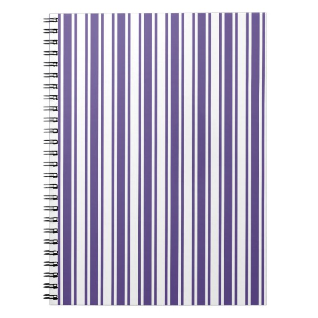 Caderno Espiral Listras de doces ultra-violetas e brancas (Frente)
