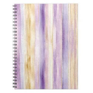 Caderno Espiral Listras de Íris Creme Roxo