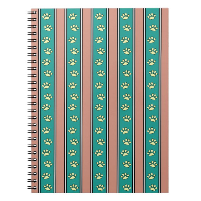 Caderno Espiral Listras de Pegada de Pata (Frente)